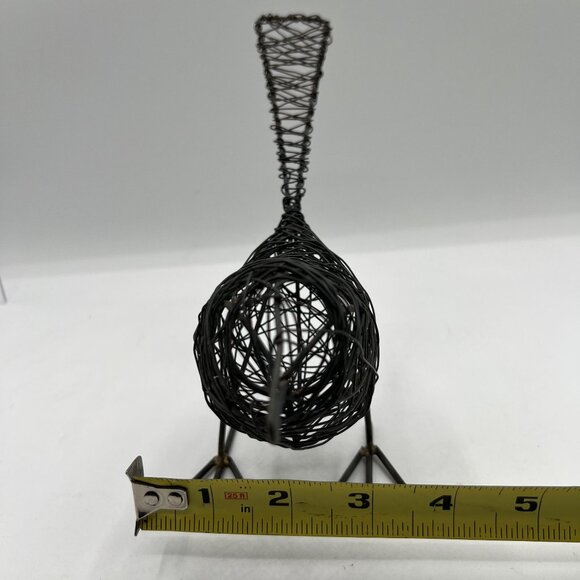 Set Of 2 Handcrafted Black Iron Wire Woven 7" Bird Sculptures Metal Art Decor - Picture 9 of 10